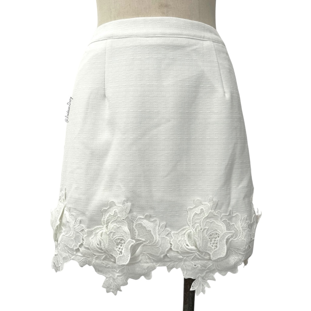 Asilio- White Crocodile Tears Lace Mini Skirt Size Us 6